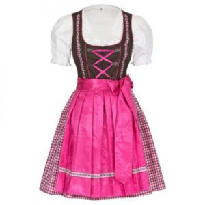 pink and white dirndl dress